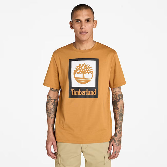 Timberland Square Stack Logo Short-Sleeve T-Shirt - Wheat