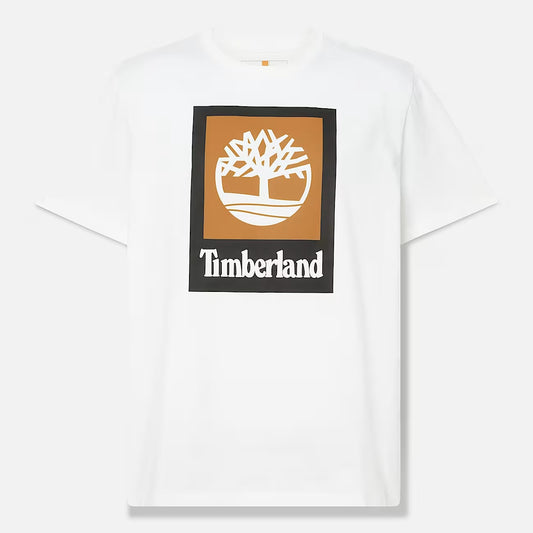 Timberland Square Stack Logo Short-Sleeve T-Shirt - White