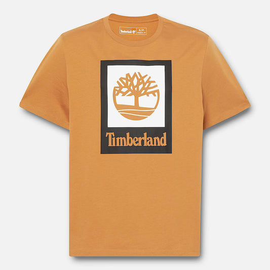 Timberland Square Stack Logo Short-Sleeve T-Shirt - Wheat