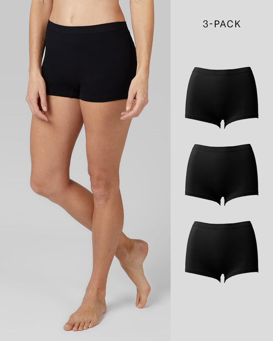 32 Degrees Women's 3-Pack Seamless Stretch Comfort Boy Short - Black