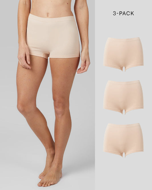 32 Degrees Women's 3-Pack Seamless Stretch Comfort Boy Short - Tan
