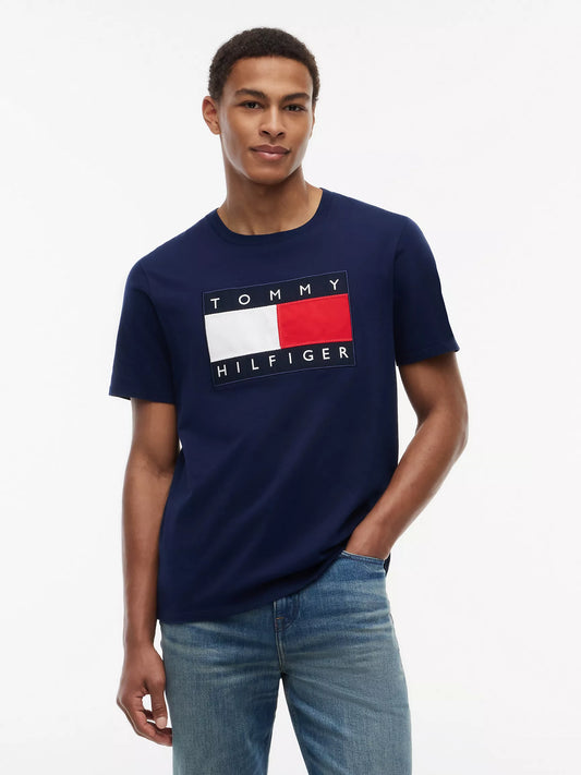 Tommy Hilfiger Men's Big Flag Logo T-Shirt in Light Navy
