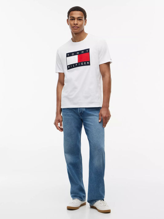Tommy Hilfiger Men's Big Flag Logo T-Shirt in Optic White