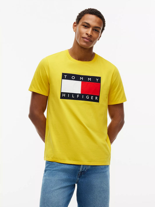 Tommy Hilfiger Men's Big Flag Logo T-Shirt in Marigold Yellow