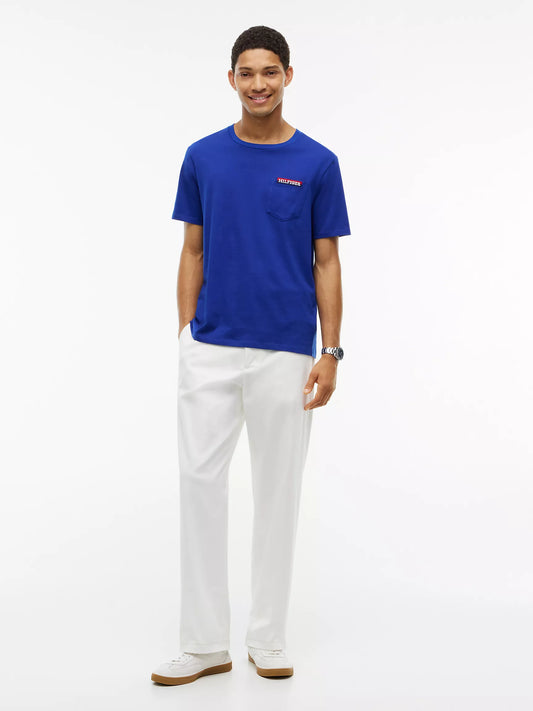 Tommy Hilfiger Men's Hilfiger Logo Pocket T-Shirt in Wedge Blue