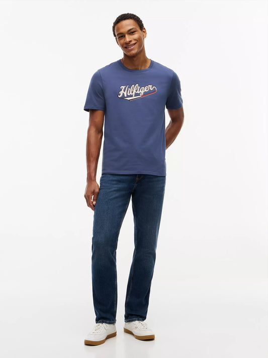 Tommy Hilfiger Hilfiger Baseball Logo T-Shirt in Faded Indigo