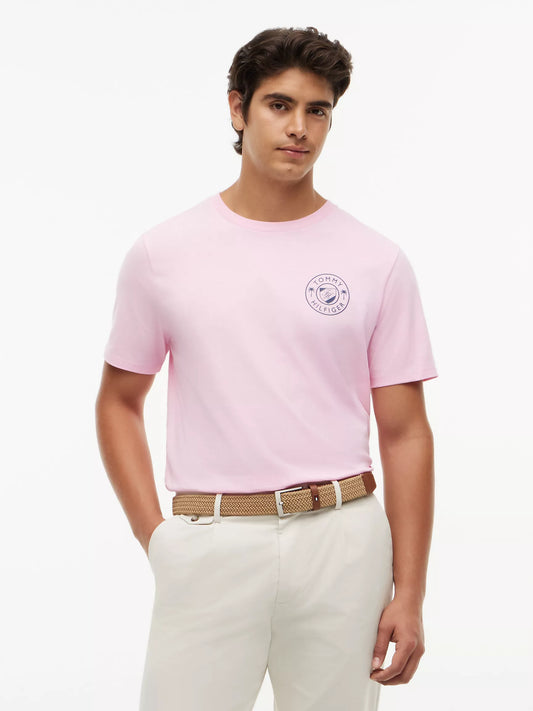 Tommy Hilfiger Men's Palm Tree Logo T-Shirt in Classic Pink