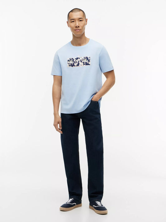 Tommy Hilfiger Men's Tropical Floral Logo T-Shirt in Sweet Blue