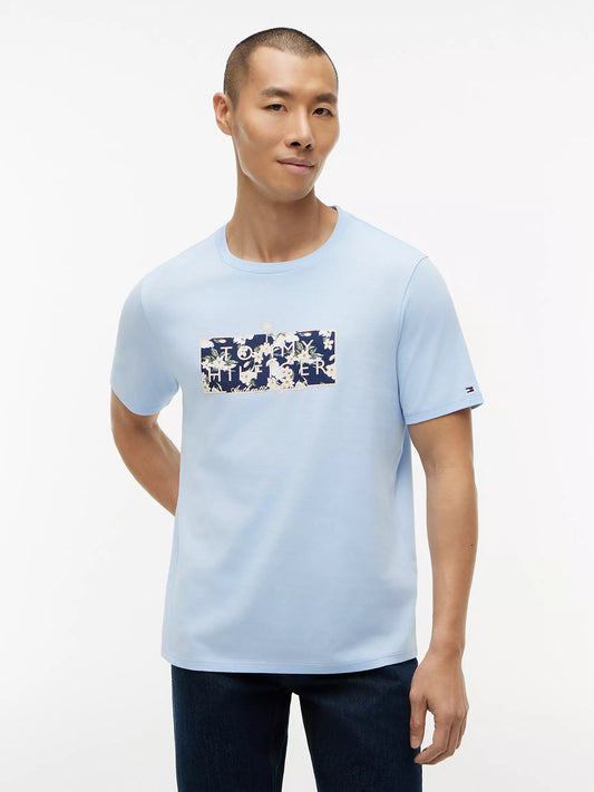 Tommy Hilfiger Men's Tropical Floral Logo T-Shirt in Sweet Blue