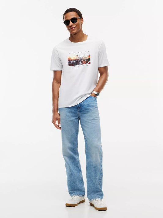 Tommy Hilfiger Men's NYC Skyline Graphic T-Shirt in Optic White