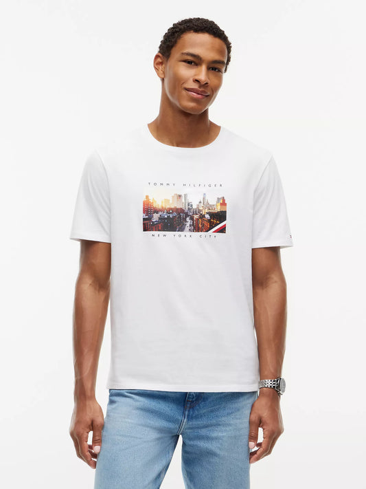Tommy Hilfiger Men's NYC Skyline Graphic T-Shirt in Optic White