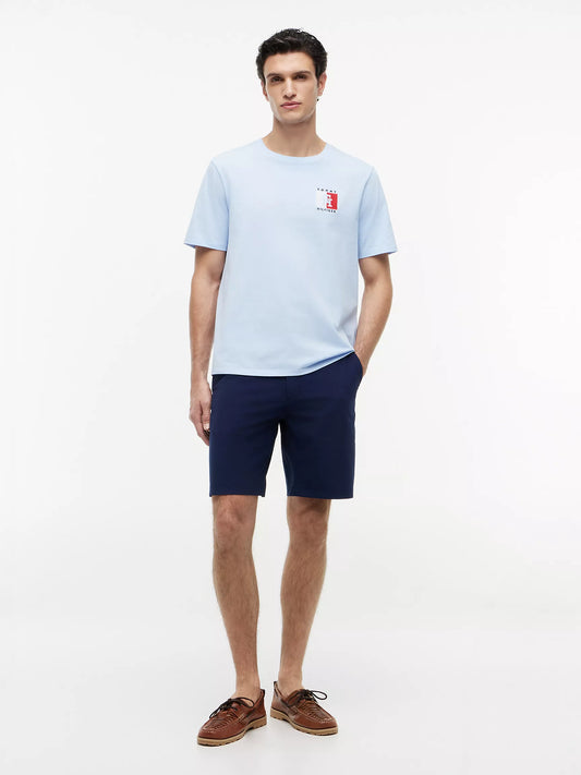 Tommy Hilfiger Two-Tone Flag Logo T-Shirt in Sweet Blue