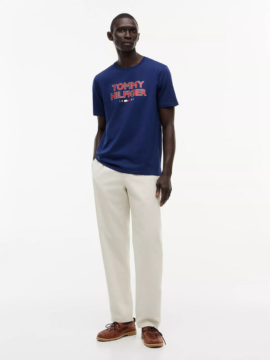 Tommy Hilfiger Men's Bold Tommy 1985 Logo T-Shirt in Navy
