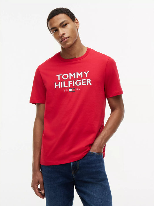 Tommy Hilfiger Men's Bold Tommy 1985 Logo T-Shirt in Primary Red