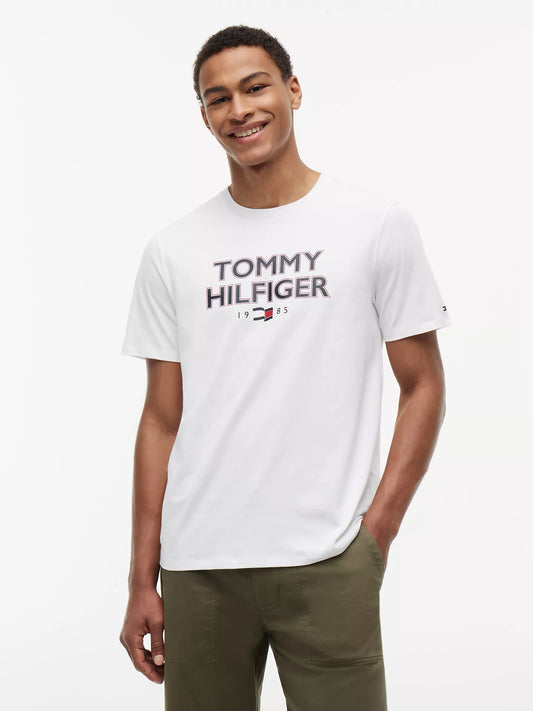 Tommy Hilfiger Men's Bold Tommy 1985 Logo T-Shirt in Optic White