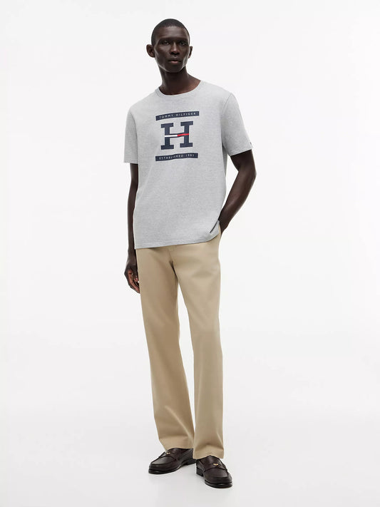 Tommy Hilfiger Men's H-Logo T-Shirt in Grey Heather