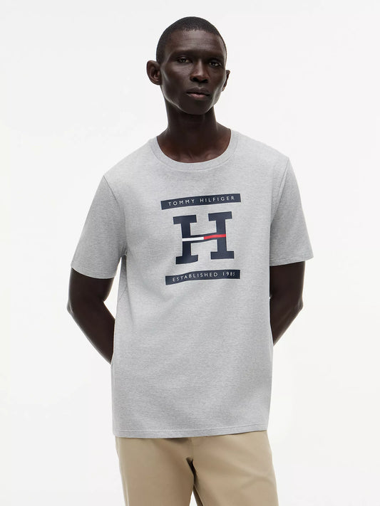 Tommy Hilfiger Men's H-Logo T-Shirt in Grey Heather