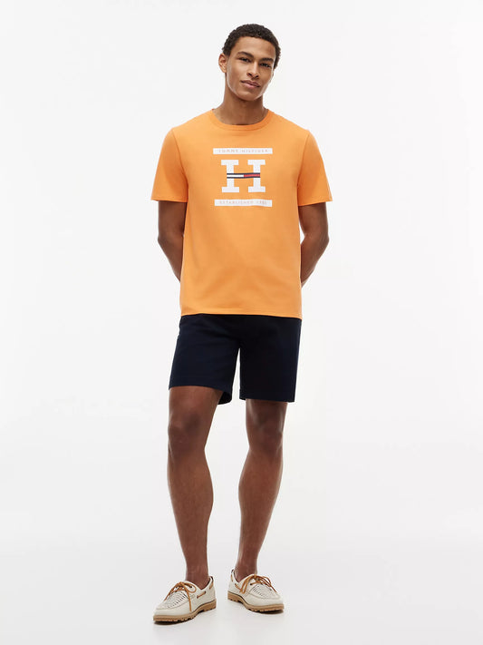 Tommy Hilfiger Men's H-Logo T-Shirt in Papaya Ray