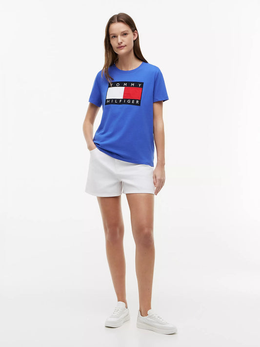 Tommy Hilfiger Women's Big Flag Logo T-Shirt in Verona Blue
