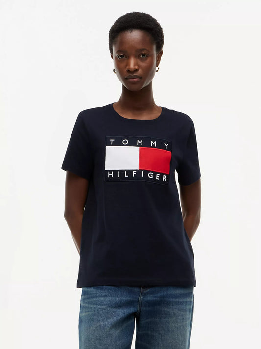 Tommy Hilfiger Women’s Big Flag Logo T-Shirt in Navy