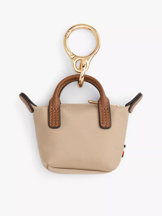 Tommy Hilfiger Monogram Coin Purse Bag Charm in Beige