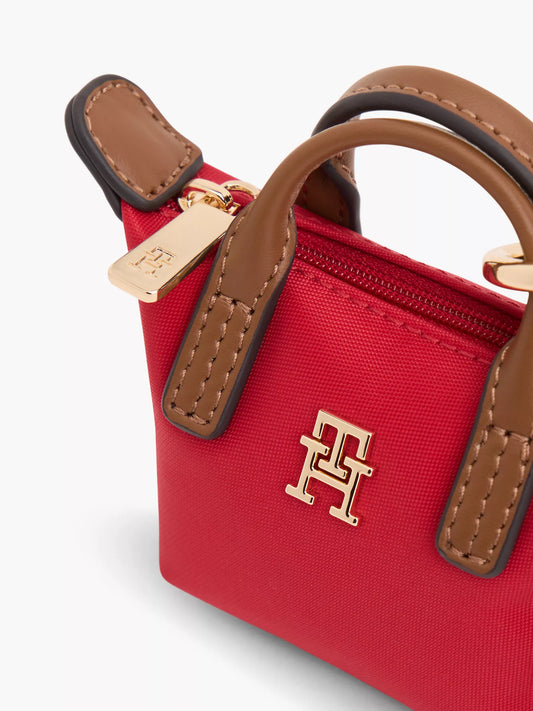 Tommy Hilfiger Monogram Coin Purse Bag Charm in Medium Red