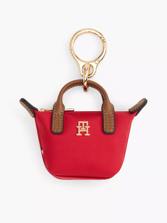 Tommy Hilfiger Monogram Coin Purse Bag Charm in Medium Red