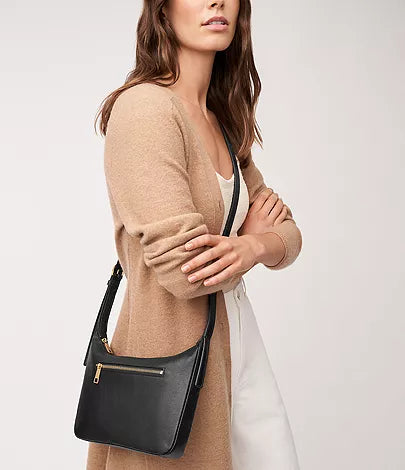 Fossil Women's Cecilia Leather Crossbody Purse Handbag in black