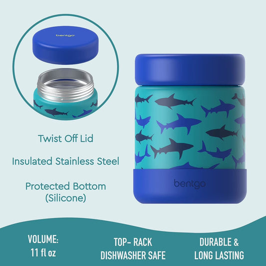 Bentgo Kids 2-Pack Stainless Steel Food Jar (Sharks design)