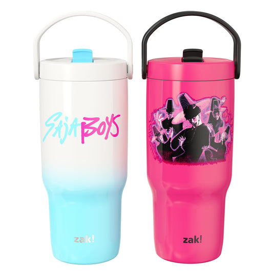 Zak Designs KPop 20oz Stainless Steel Sutton Flex Grip Siply Tumbler Set (2-Pack Saja Boys Edition)