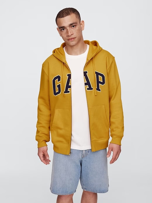 Relaxed Men Gap Logo Zip Hoodie - Honey I'm Home