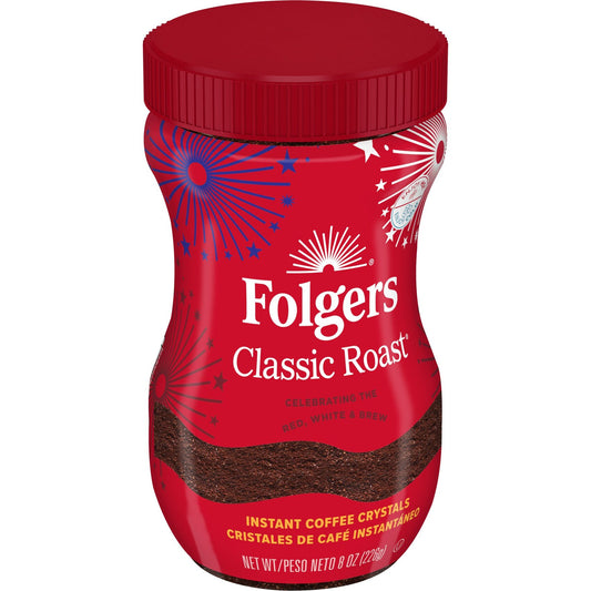 Folgers Classic Roast Instant Coffee in the 8 oz Plastic Jar