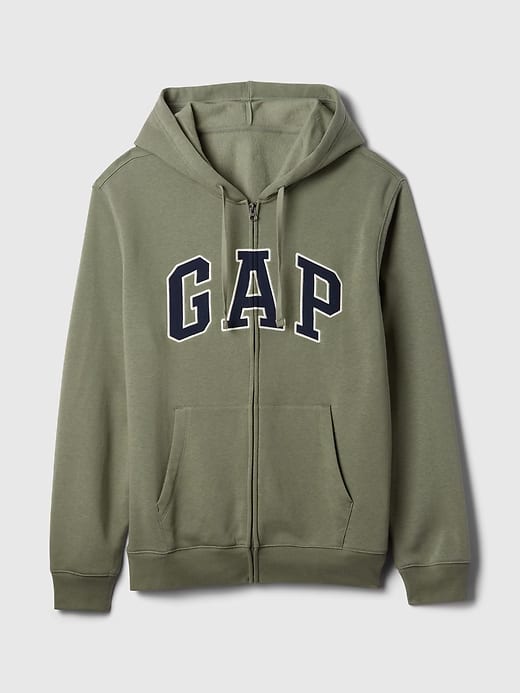 Relaxed Men Gap Logo Zip Hoodie - Mesculen Green