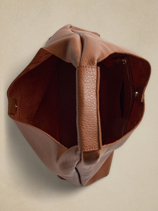 Banana Republic Vegan Leather Slouchy Tote - Cognac