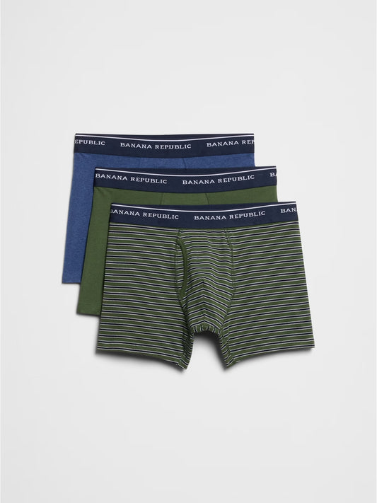 Banana Republic Organic Cotton-Blend Boxer Briefs (3 Pack) - White/Navy