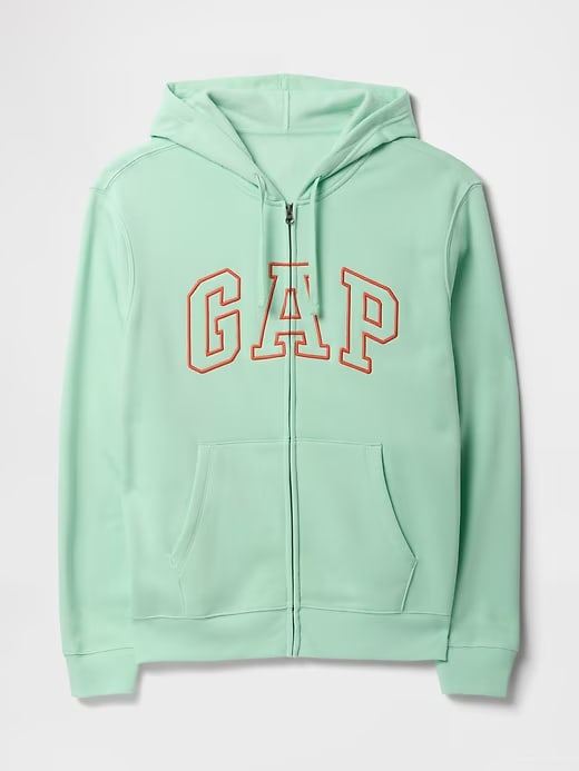 Relaxed Men Gap Logo Zip Hoodie - Rain Shower