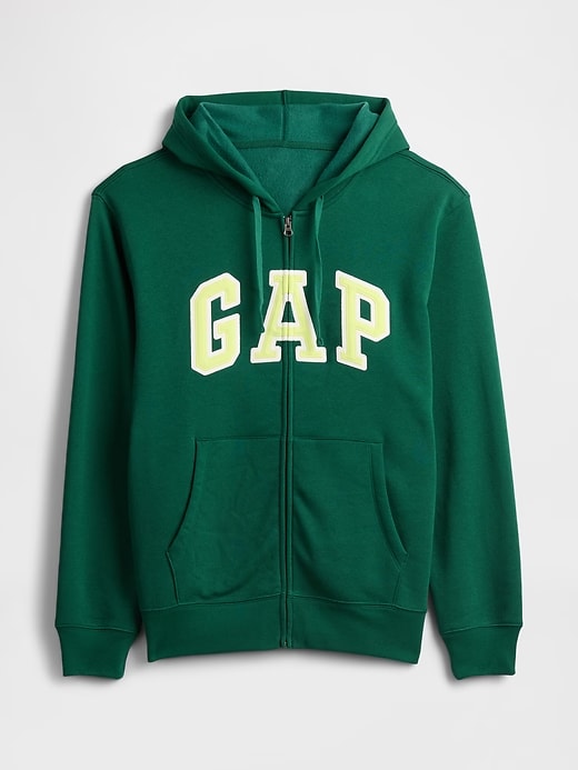 Relaxed Men Gap Logo Zip Hoodie - Rain Forest