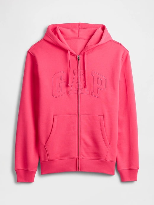 Relaxed Men Gap Logo Zip Hoodie - Raspberry