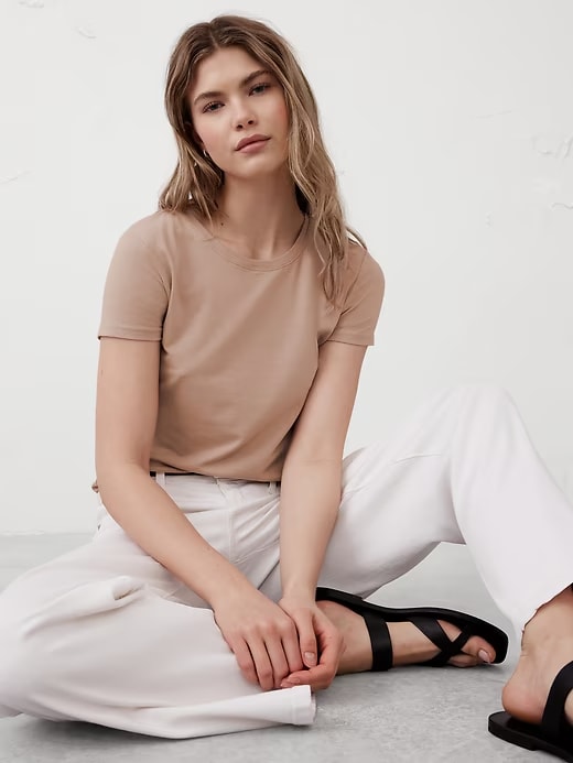 Banana Republic Timeless Crew-Neck T-Shirt - Rose Pink