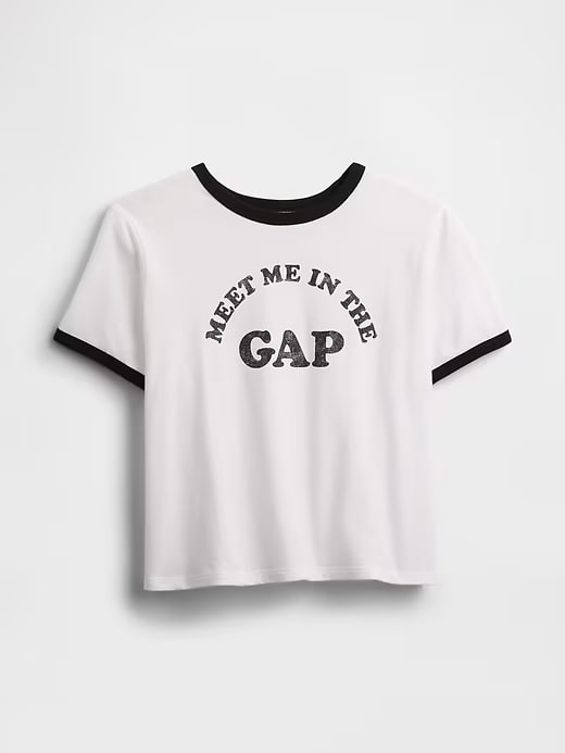 Gap Shrunken Ringer Graphic T-Shirt - White