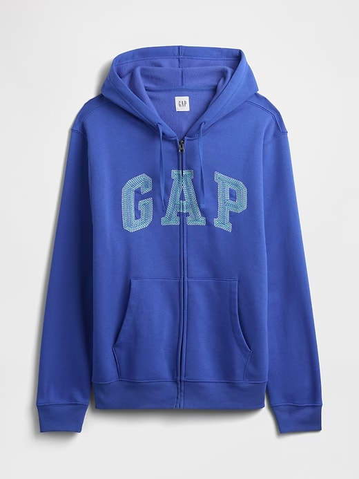Relaxed Men Gap Logo Zip Hoodie - Dazzling Blue