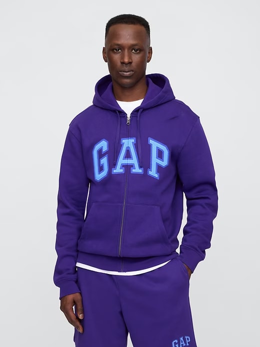 Relaxed Men Gap Logo Zip Hoodie - Purple Candy