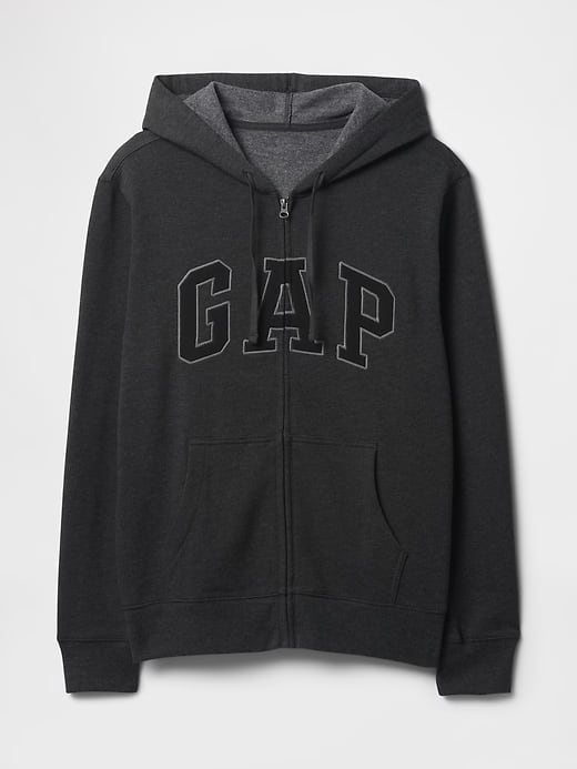 Relaxed Men Gap Logo Zip Hoodie - New Charcoal Grey