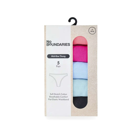 No Boundaries Cotton Thong Panties (5-Pack)