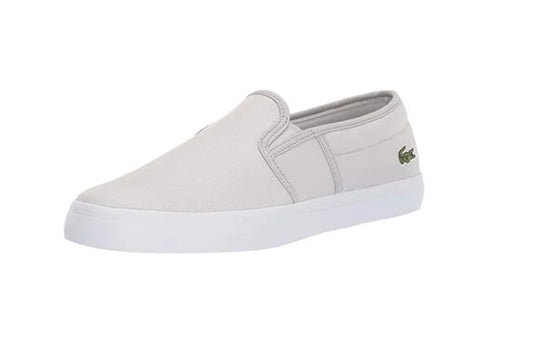 LACOSTE MEN'S TATALYA LEATHER SLIP-ON LIGHT GRAY