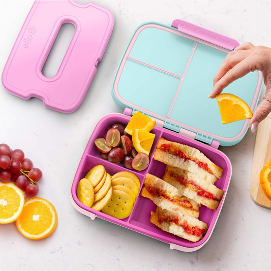 Ello Benni Kids Bento Lunch Box with Carry Handle & Ice Pack in Pink