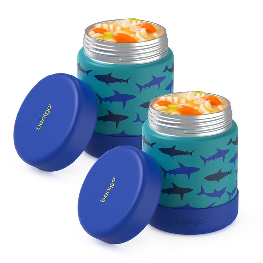 Bentgo Kids 2-Pack Stainless Steel Food Jar (Sharks design)
