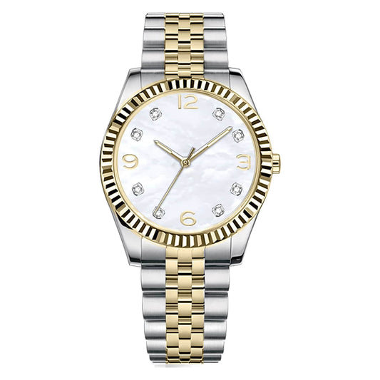 Time and Tru Women's Two-Tone Cushion Case Watch and Faux Crystal Bracelet Set (2-Piece)