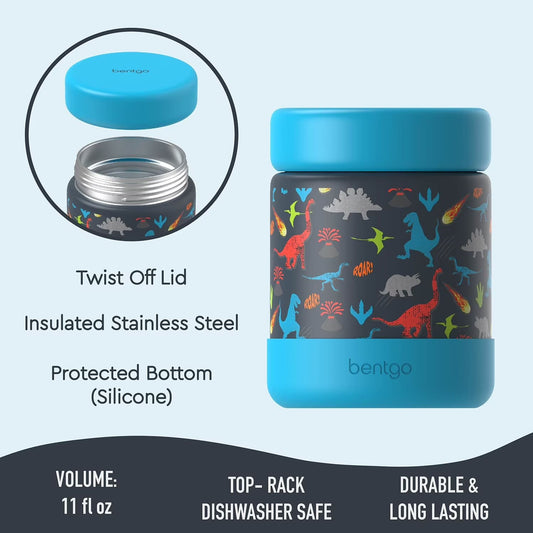Bentgo Kids 2-Pack Stainless Steel Food Jar (Dinosaur design)