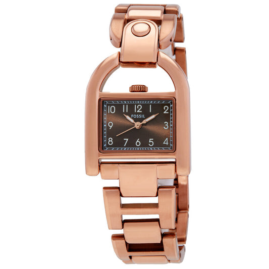 Fossil Harwell Quartz Brown Dial Ladies Watch (Item No. ES5328, Rose Gold-Tone)